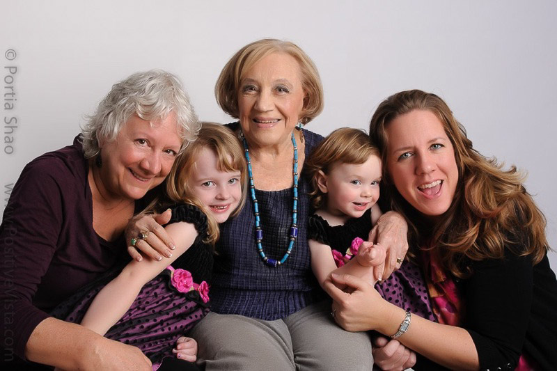 4 generations of women in family portrait