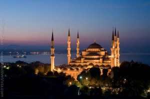 the blue mosque at dawn by Portia Shao